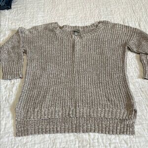Vanity sweater, beige with silver thread. Size large